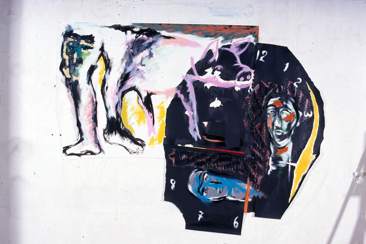 Title: The time of the pigs
Materials: Acrylic collage
Size: 180x260 cm
Year: 1986