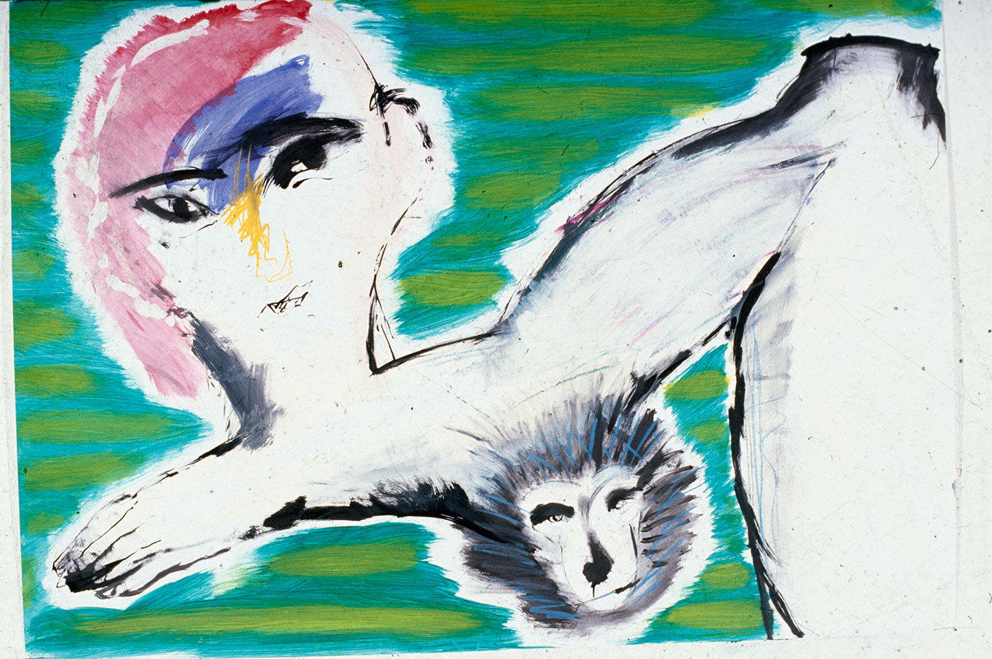 Title: Faces 9
Materials: Acrylic, Ink, Oil Pastel on paper
Size: 70x100 cm
Year: 1986