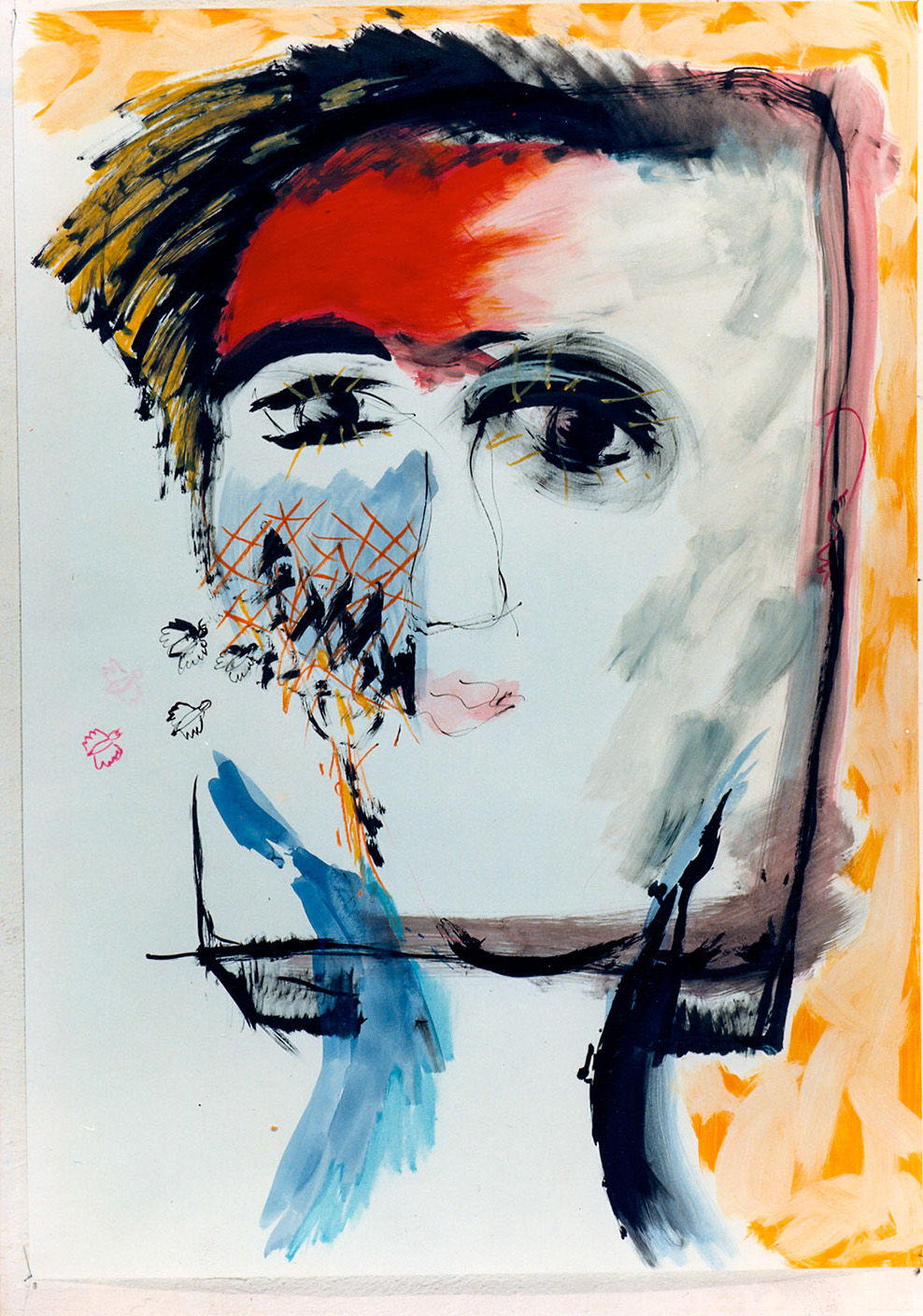 Title: Faces 7
Materials: Acrylic, Ink, Oil Pastel on paper
Size: 100x70 cm
Year: 1986