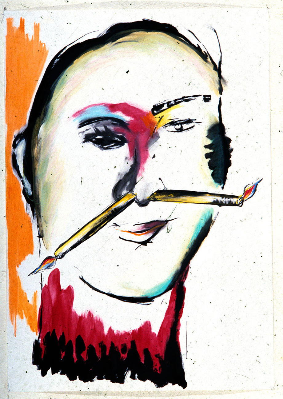 Title: Faces 4
Materials: Acrylic, Ink, Oil Pastel on paper
Size: 100x70 cm
Year: 1986